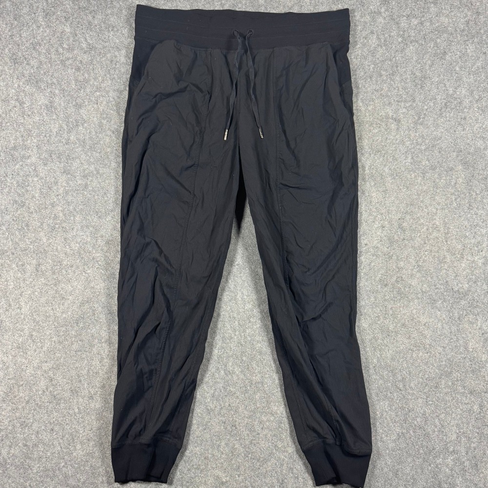 Lululemon Beyond the Studio Jogger Women 12 Black High Rise Ribbed Cuff Athletic